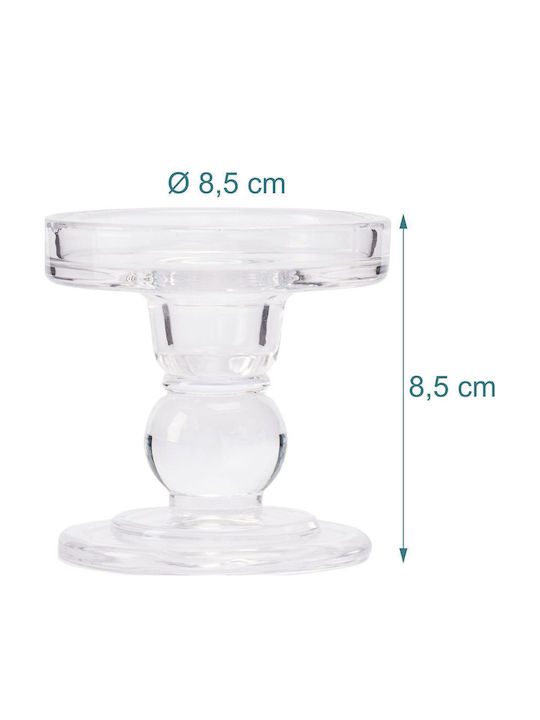 Relaxdays Set Suporturi Lumanari Din Sticlă În Culoare Transparentă 8.5x8.5x8.5cm 2 Bucăți