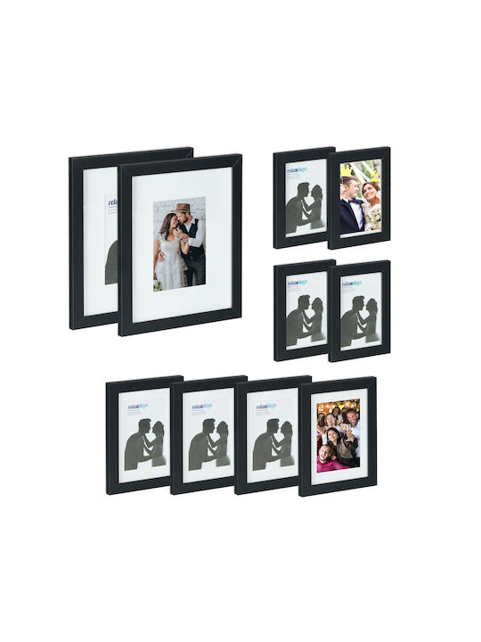 Relaxdays Plastic Wall-Mounted Photo Frame With Black Frame 10 Pieces