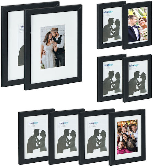 Relaxdays Plastic Wall-Mounted Photo Frame With Black Frame 10 Pieces Relaxdays Plastic Wall-Mounted Photo Frame With Black Frame 10 Pieces