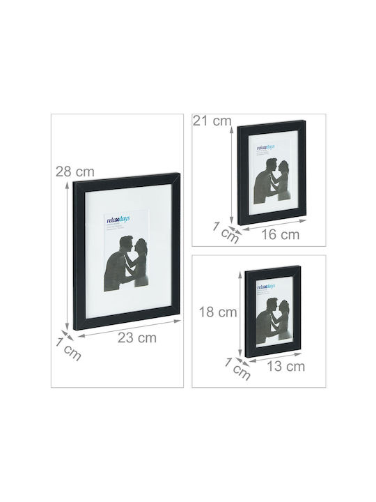 Relaxdays Plastic Wall-Mounted Photo Frame With Black Frame 10 Pieces