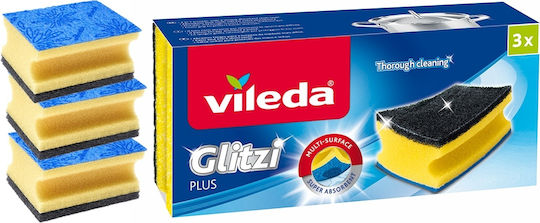 Vileda Glitzi Plus Contoured Scrubber 3pcs