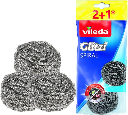 Vileda Glitzi Спираловидни Стоманени Гъби 3 Броя
