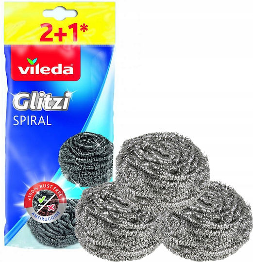 Vileda Glitzi Спираловидни Стоманени Гъби 3 Броя