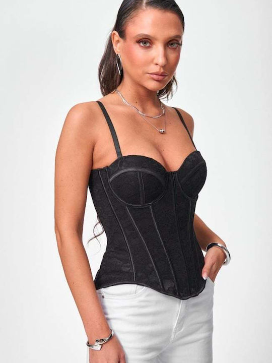 Damen Bluse Korsett Schwarz