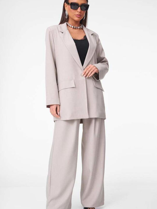Women's Beige Dark Set with Trousers