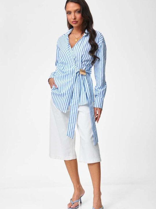 Long Sleeve Women's Shirt White Striped