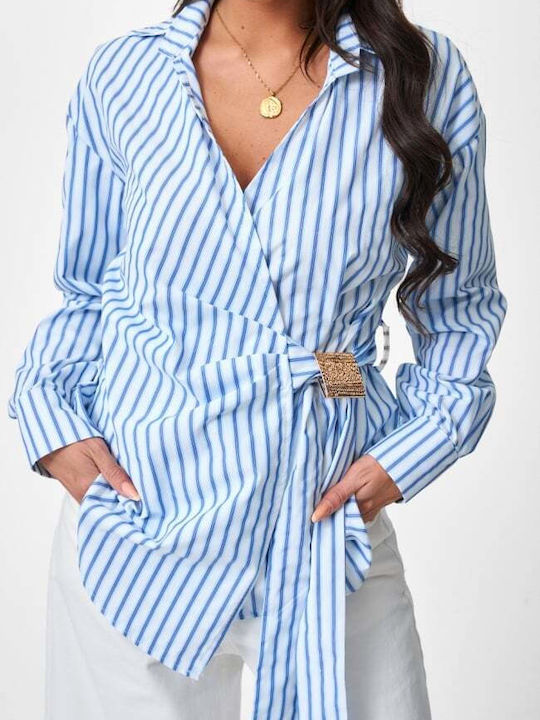 Long Sleeve Women's Shirt White Striped