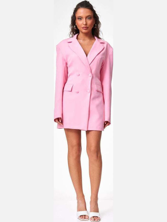 Decoro Damen Doppelreihiges Blazer Rosa