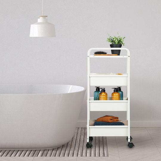 Relaxdays Troler Bucătărie Plastic Capacitate 4 Alb 32.5x40x85.5cm