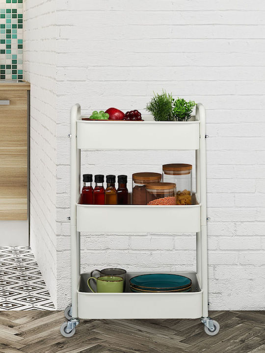 Relaxdays Troleu De Bucătărie Din Plastic Cu 3 Locuri Verde 43.5x29.5x71.5cm