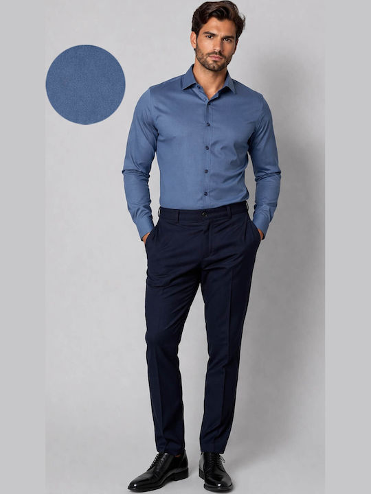Μακρυμάνικo Πουκάμισο σε Στενή Γραμμή Dark Blue