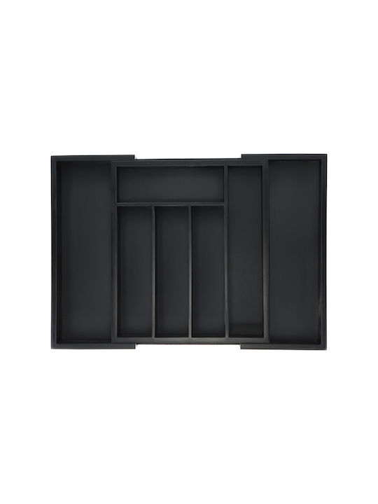 Relaxdays Tăvi Pentru Tacâmuri De Sertar Rabătabilă Din Lemn 33.5x29.5x5cm Neagră