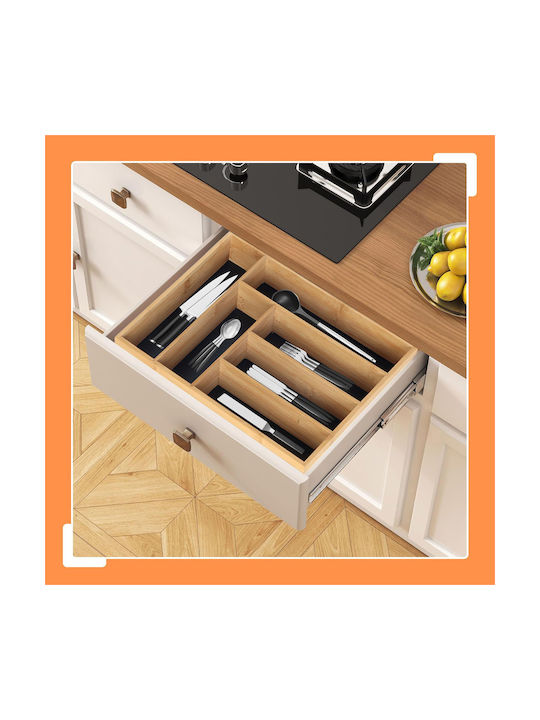 Relaxdays Tăvi Pentru Tacâmuri De Sertar Din Lemn 35.5x25.5x5cm Maro