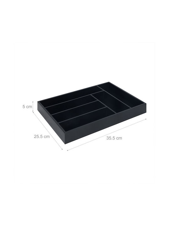 Relaxdays Tăvi Pentru Tacâmuri De Sertar Din Lemn 35.5x25.5x5cm Neagră