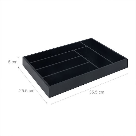 Relaxdays Wooden Drawer Cutlery Tray 35.5x25.5x5 cm Black