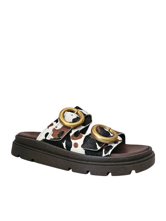 Leather Women's Flat Sandals Animal