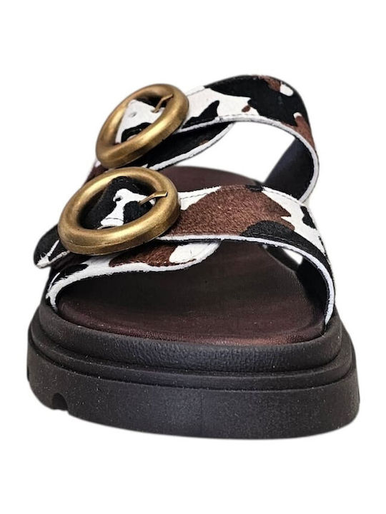 Leather Women's Flat Sandals Animal