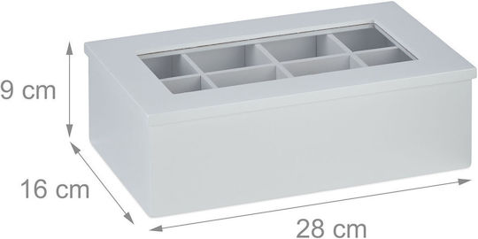 Relaxdays Caseta Pentru Ceai Cu Capac Alb 16x9x28cm