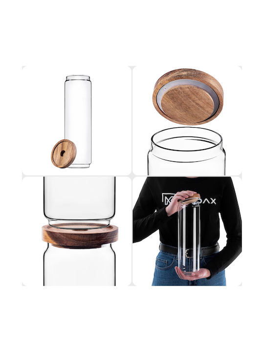 Kadax Set of 3 Vases for Tea Pasta Sugar Cereals Coffee with Lid Glass Transparent 1550ml 3 Pieces
