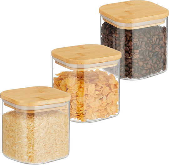 Relaxdays Relaxdays Set 3 Stück Allgemeine Verwendung Gläser mit Deckel Braune 600ml Relaxdays Relaxdays Set 3 Stück Allgemeine Verwendung Gläser mit Deckel Braune 600ml