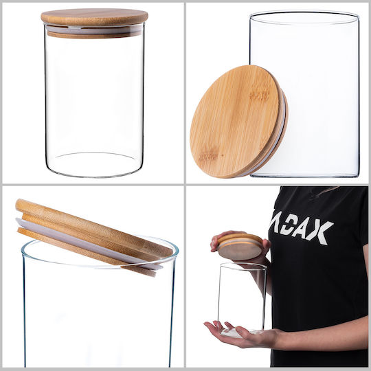 Kadax Set 3Stücke Lebensmittelgläser Allgemeine Verwendung mit Glasdeckel Transparent 1040ml