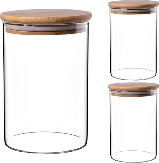Kadax Set 3Stücke Lebensmittelgläser Allgemeine Verwendung mit Glasdeckel Transparent 1040ml