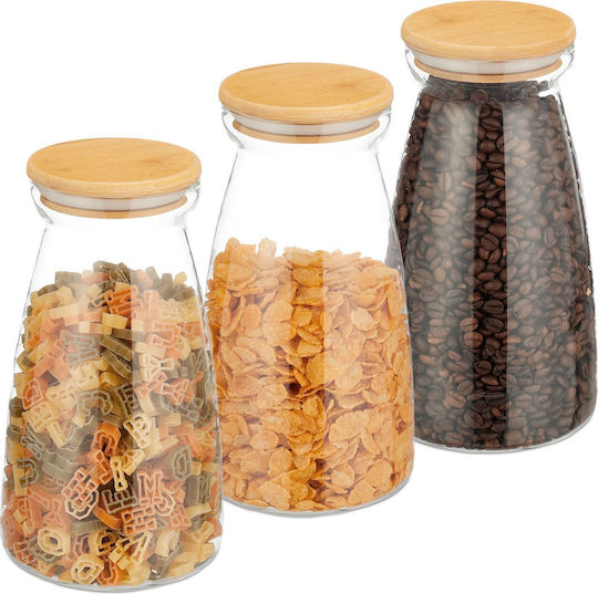 Relaxdays Relaxdays Set Aus 3 Lebensmittelgläser Allgemeine Verwendung Mit Braunem Deckel 1400ml Relaxdays Relaxdays Set Aus 3 Lebensmittelgläser Allgemeine Verwendung Mit Braunem Deckel 1400ml