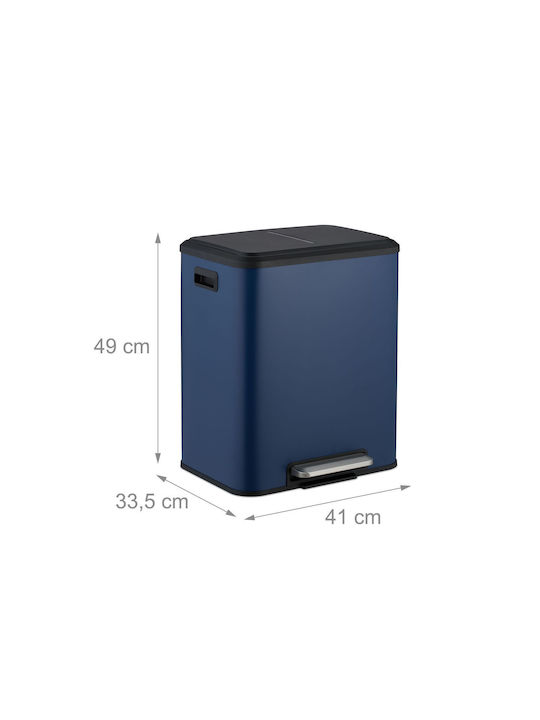 Relaxdays Coș de Gunoi Metalic cu Pedală Albastru 30l