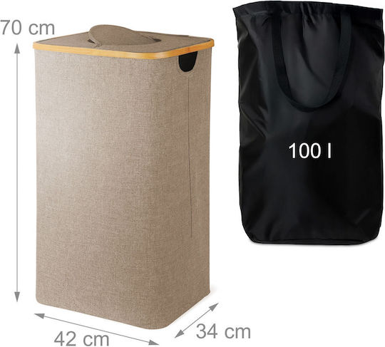 Relaxdays Coș De Gunoi Din Plastic Pentru Reciclare 100 L Bej