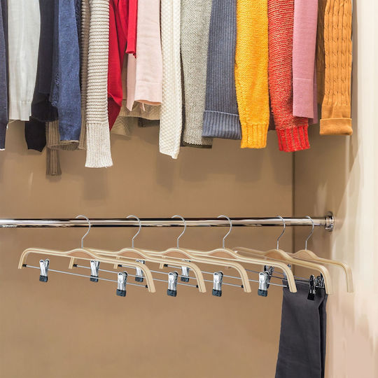 Relaxdays Kremastră Dulap pentru Pantaloni Din Lemn Bej 10024654_126 5 Bucăți