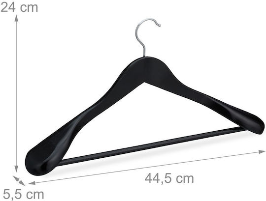 Relaxdays Agățători De Haine Din Lemn Negre 10024659_46 5 Bucăți