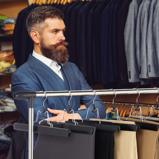 Relaxdays Kremastră Dulap pentru Pantaloni din Lemn Neagră 10026489 12 Bucăți