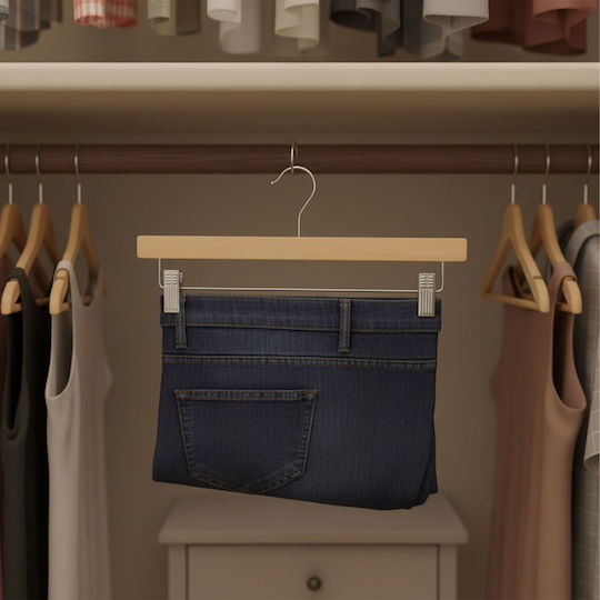 Relaxdays Cămașă de Dulap pentru Pantaloni din Lemn Bej 10029411_126 12 Bucăți