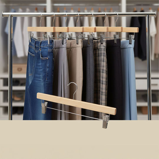 Relaxdays Cămașă de Dulap pentru Pantaloni din Lemn Bej 10029411_126 12 Bucăți
