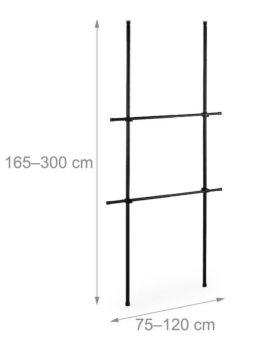 Relaxdays Cremasteră de Podea din Metal Pliabilă Neagră 120cm