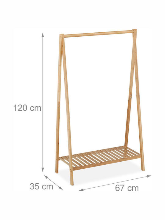 Relaxdays Kleiderständer aus Bamboo Braune 120x35cm