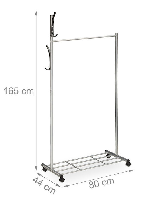 Relaxdays Trolley Rack de Podea din Metal Argintiu 165x80cm