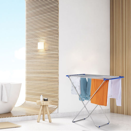 Relaxdays Uscătoare De Rufe Pliabilă De Pardoseală Din Inox Cu Lungimea Suportului De Uscare A Hainelor 13.6m