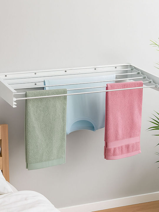 Relaxdays Uscătoare Rufe Pliabilă De Perete Inox Cu Lungimea Suportului De Uscare A Hainelor 4m
