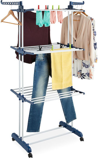 Relaxdays Folding Floor Clothes Drying Rack Stainless Steel 179x63.5cm