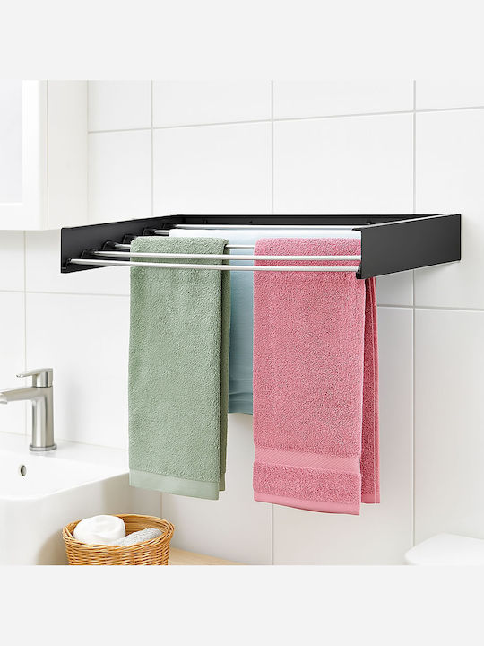Relaxdays Uscătoare De Rufe Pliabilă De Perete Inox Cu Lungimea Suportului De Uscare A Hainelor 4m