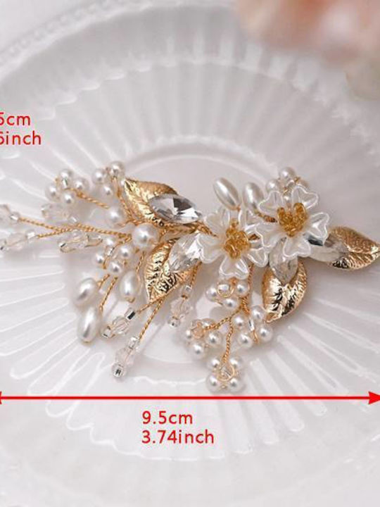 Set 2 Accesorii Pantofi Mireasă Perle Cristale Aurii