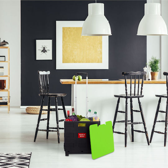 Căruț de Piață Pliabil din Plastic Verde 99x45.5x37.5cm