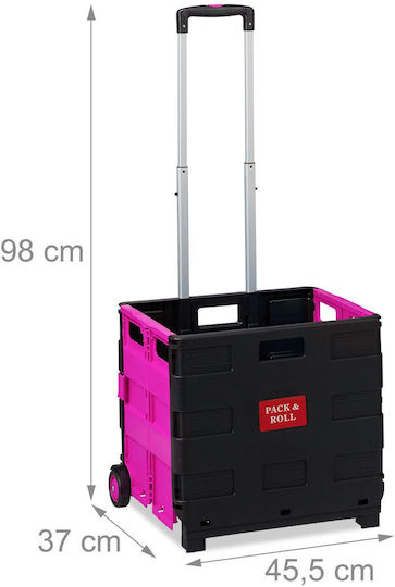 Căruț de Piață Pliabil din Plastic Roz 98x45.5x37cm
