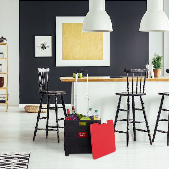 Căruț de Piață Pliabil din Plastic Roșu 99x45.5x37.5cm