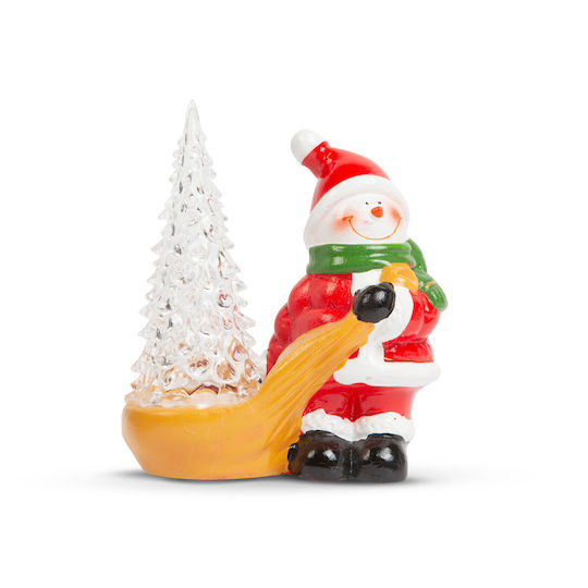 Moș Crăciun Gonflabil Iluminat cu Baterie Alb Ceramic 15x13x7 cm