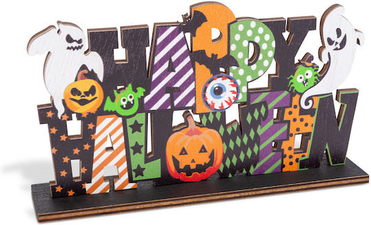 Decorațiune De Raft Halloween Dovleac Fantomă Liliac Din Lemn 17 X 10 X 4 Cm