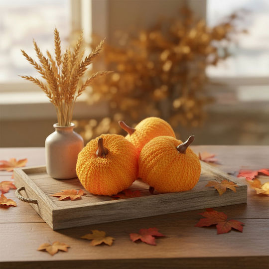 Decorative Set Pumpkins 3 Pieces 6 Cm Clip Textile Decorations