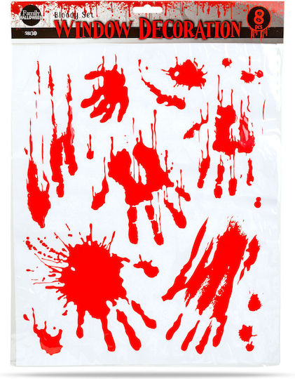 Halloween Window Stickers Bloody Hands Design 8 Pieces