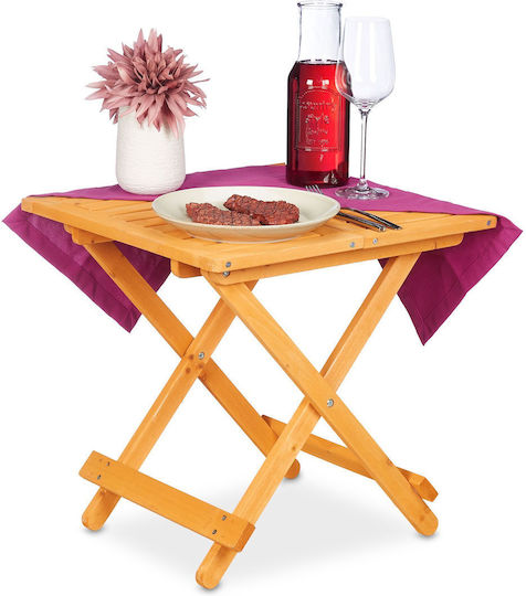 Wooden Table for Small Outdoor Spaces Foldable Natural Wood Colour 50x50x50cm